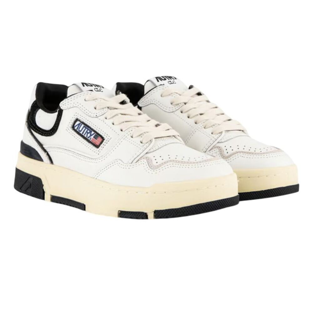 Autry Unisex Adult Logo Leather Sneakers / White/Black